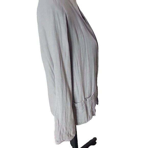 Tahari Jacket Linen Cotton Gauze Open Long Sleeve Pockets Women's Medium - Picture 4 of 9